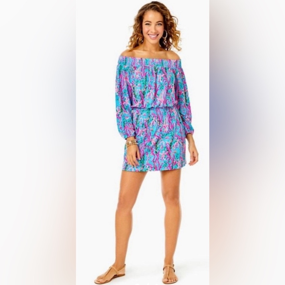 🌺NWT LILLY PULITZER Cyla Off The Shoulder Skort Romper Seaweed Samba Size XXS/XS